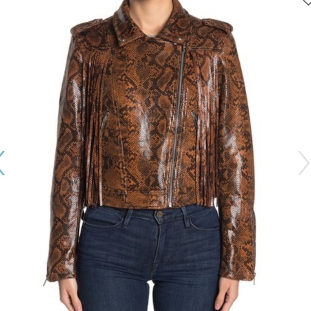 BLANK NYC animal print fringe moto jacket - Picture 4 of 15